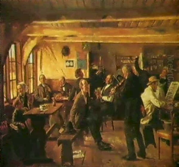 A Musical Interlude At An Inn Oil Painting by Carl Carlsen