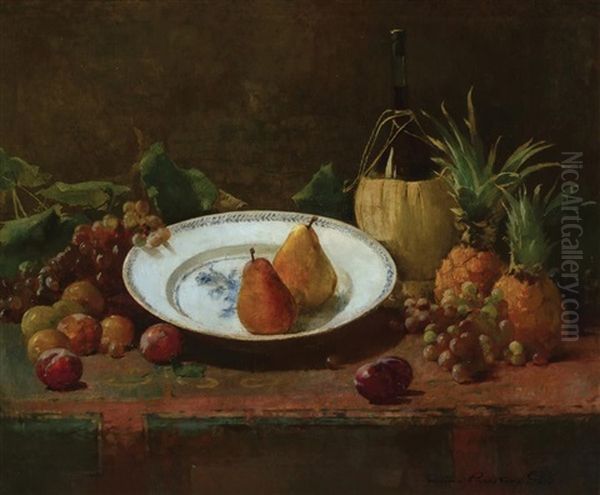 Still Life With Fruit And Wine Oil Painting by Emil Carlsen