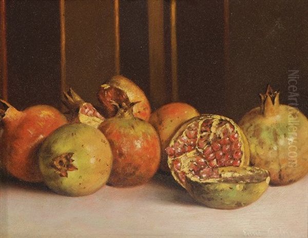 Still Life With Pomegranates Oil Painting by Emil Carlsen