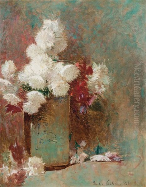 Chrysanthemums In Vase Oil Painting by Emil Carlsen