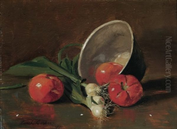 Tomatoes And Leeks Oil Painting by Emil Carlsen