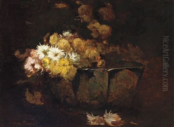 Sunlit Flowers In A Chinese Bowl Oil Painting by Emil Carlsen