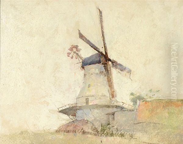 Windmill Oil Painting by Emil Carlsen