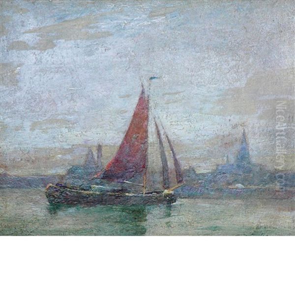 Sailboat On The Sea Oil Painting by Emil Carlsen