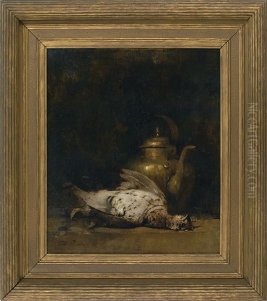 Still Life Of Grouse And A Copper Kettle Oil Painting by Emil Carlsen