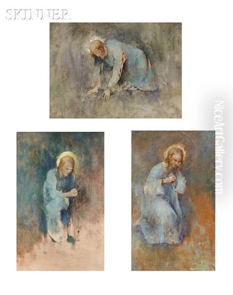 Studies For O Ye Of Little Faith (3 Works) Oil Painting by Emil Carlsen