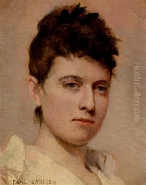 Portrait Of A Young Woman Oil Painting by Emil Carlsen