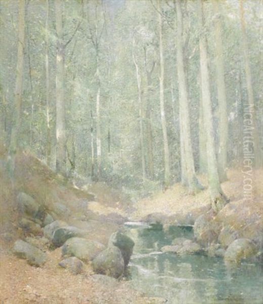 Through The Woods, Falls Village, Ct Oil Painting by Emil Carlsen