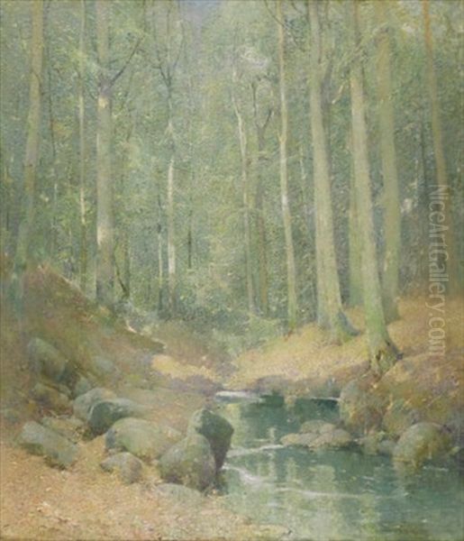 Through The Woods, Falls Village, Ct Oil Painting by Emil Carlsen