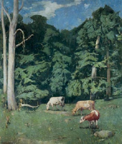 Wood Pasture Oil Painting by Emil Carlsen