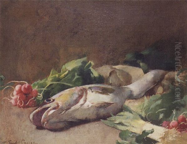 Still Life With Fish And Radishes Oil Painting by Emil Carlsen