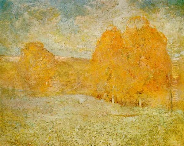 Trees In Autumn Oil Painting by Emil Carlsen