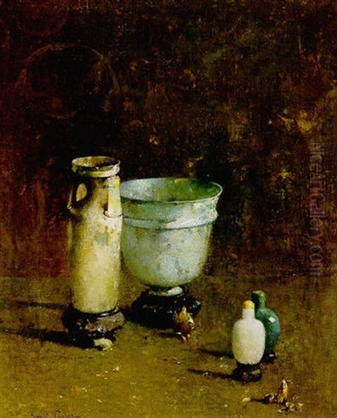 Jade And Ancient Glass Oil Painting by Emil Carlsen