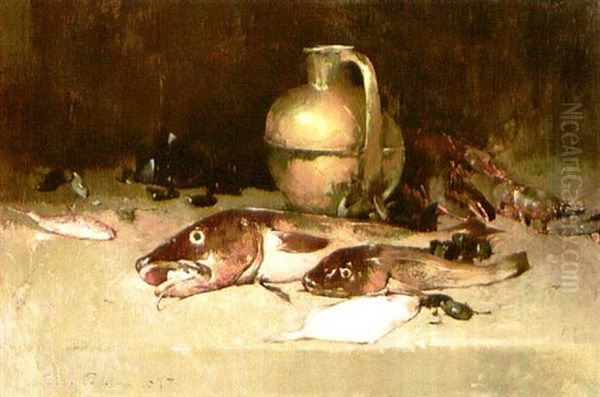 Still Life With Fish Oil Painting by Emil Carlsen