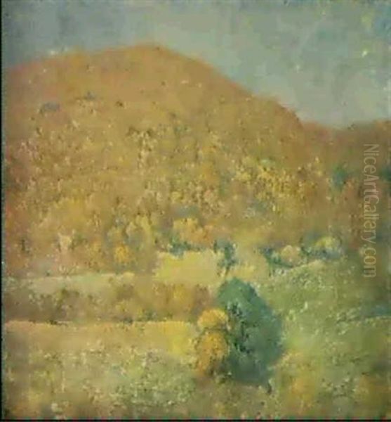 Landscape, Orange Mountain Oil Painting by Emil Carlsen