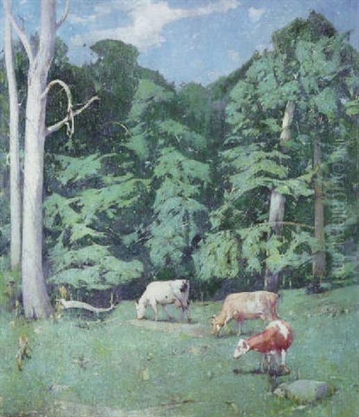 Wood Pasture Oil Painting by Emil Carlsen