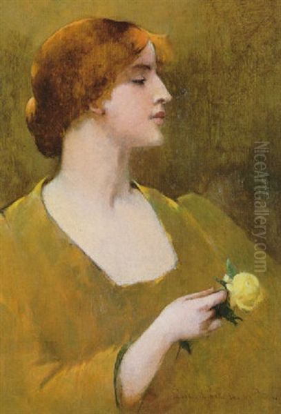 Woman With Yellow Rose by Emil Carlsen