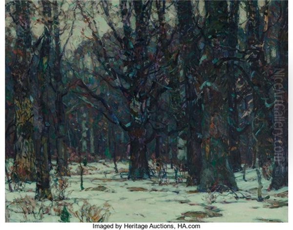 Wintry Woodland Oil Painting by John Fabian Carlson