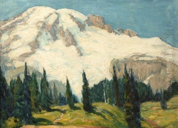 Cedars, Mt. Ranier Oil Painting by John Fabian Carlson