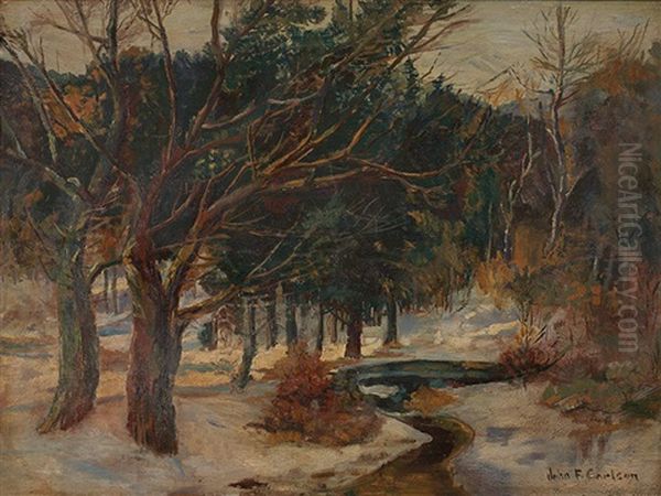 Winter Stream Oil Painting by John Fabian Carlson