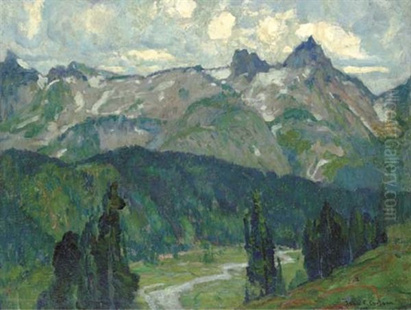 Mountain Range Oil Painting by John Fabian Carlson