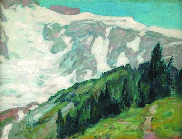 Slopes Of Mt. Ranier Oil Painting by John Fabian Carlson