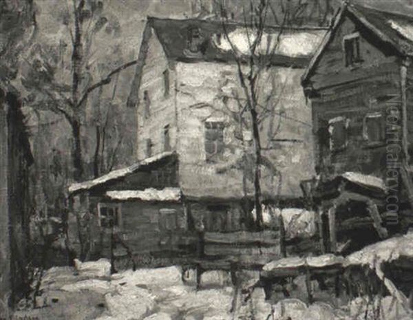 Old Mills In Winter Oil Painting by John Fabian Carlson