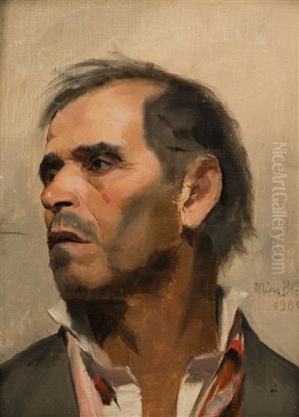 Study Of A Man Oil Painting by Mina Carlson-Bredberg