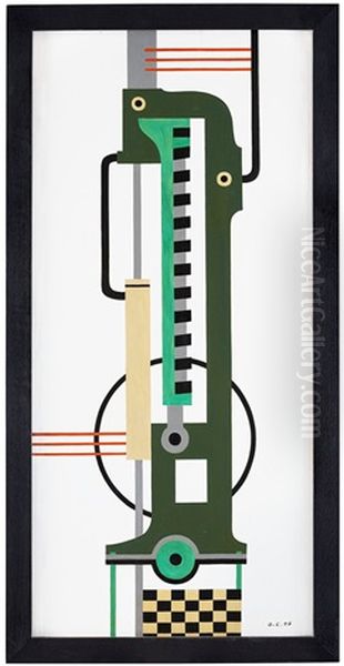 The Second Machine (the Green Machine) Oil Painting by Otto Gustav Carlsund