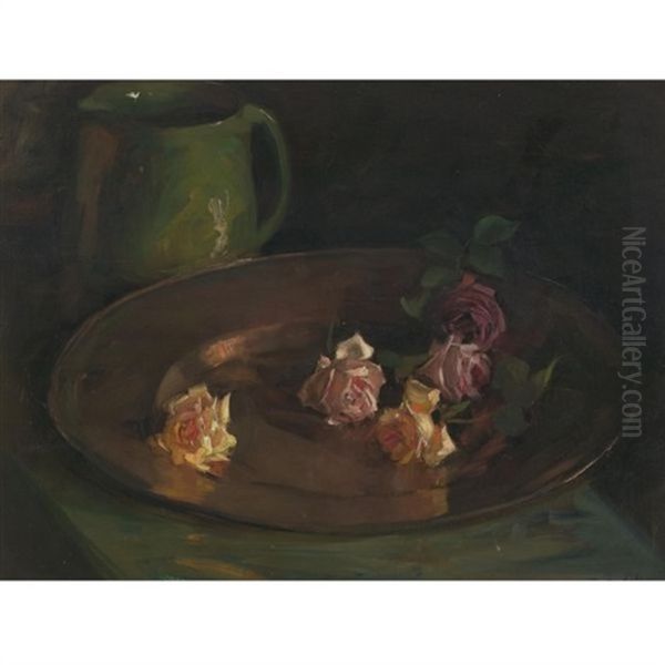 Still Life With Roses Oil Painting by Florence Carlyle