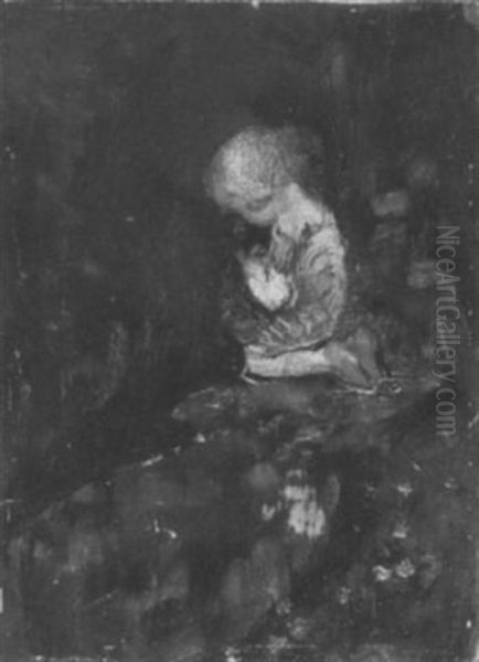 Kneeling Child Oil Painting by Florence Carlyle