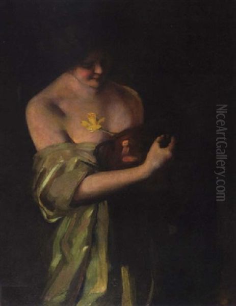 Lady With Daffodil Oil Painting by Florence Carlyle