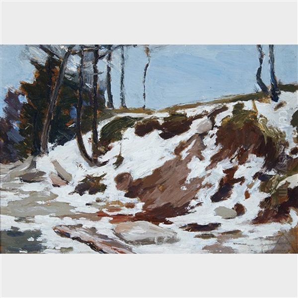 Snowy Hillside Oil Painting by Franklin Carmichael