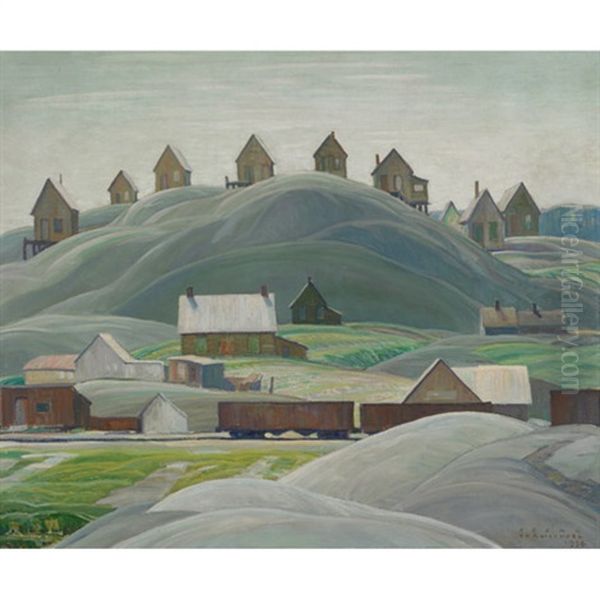 Mill Houses, West River (+ Mill Houses, West River Study; 2 Works) Oil Painting by Franklin Carmichael