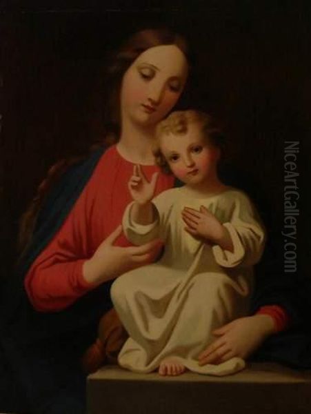 Vierge A L'enfant Oil Painting by Eugene Pineu-Duval Amaury-Duval