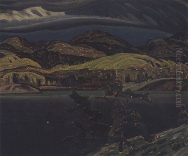 Lake And Hills, Northern Ontario Oil Painting by Franklin Carmichael