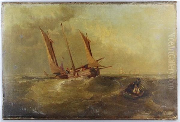 Dutch Fishing Boats Oil Painting by John Wilson Carmichael