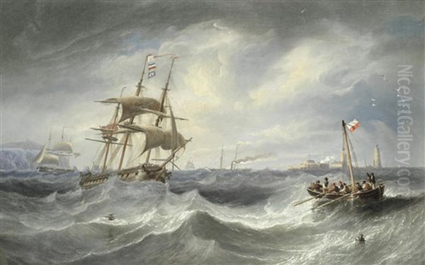 Choppy Seas In The Solent Below Southampton Water Oil Painting by John Wilson Carmichael