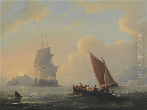 A View Of Scarborough Harbour Oil Painting by John Wilson Carmichael