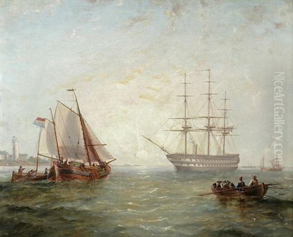 Entering Port Oil Painting by John Wilson Carmichael