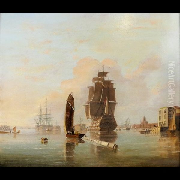 Portsmouth Harbour Oil Painting by John Wilson Carmichael