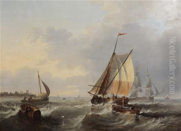 Scene Off The Dutch Coast Oil Painting by John Wilson Carmichael