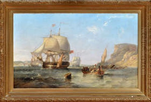 With British Warships And Portuguese Trading Boats In The Harbour May-october 1929, Palace Of Arts E Oil Painting by John Wilson Carmichael