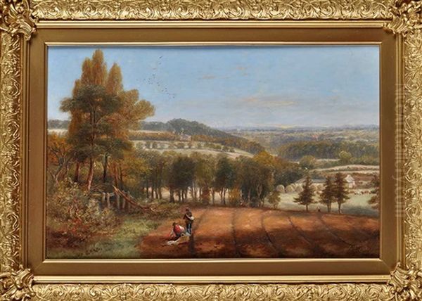 A View Of Borrans Hill House, The Seat Of James Heysham Esq. Viewed From Bulman Hill Oil Painting by John Wilson Carmichael