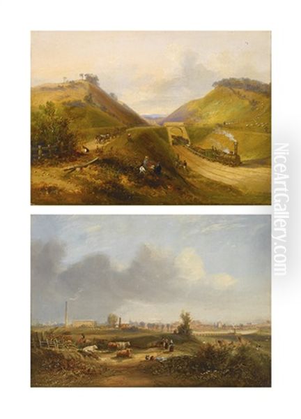 The Cowran Cut; Carlisle (newcastle To Carlisle Railway) Oil Painting by John Wilson Carmichael