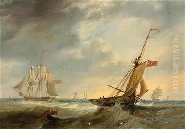 Marineszenen Mit Segelschiffen Auf Der See (pair) Oil Painting by John Wilson Carmichael