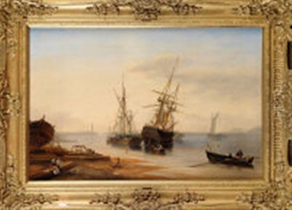 Shipping In Sunderland Harbour Oil Painting by John Wilson Carmichael