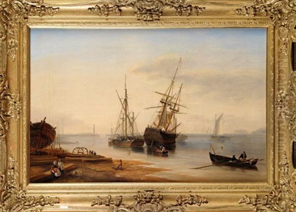 Shipping In Sunderland Harbour Oil Painting by John Wilson Carmichael