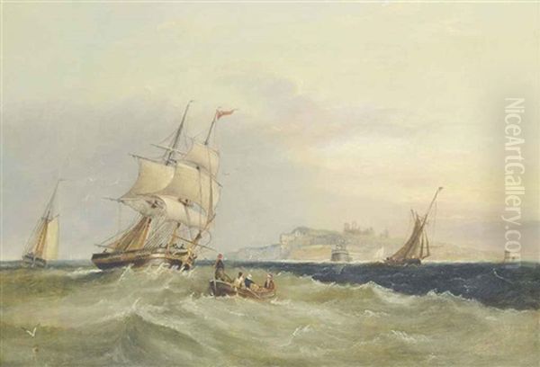 Shipping In A Spirited Sea Off Tynemouth Oil Painting by John Wilson Carmichael