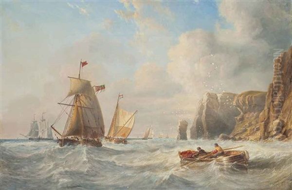 A Breezy Day Off Flamborough Head, Yorkshire Oil Painting by John Wilson Carmichael